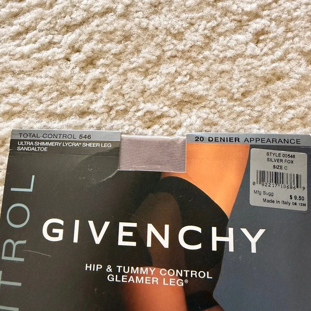 Givenchy Total Control 546 Shimmery Sheer Tights Silver Fox‎ Size C Sandal Toe